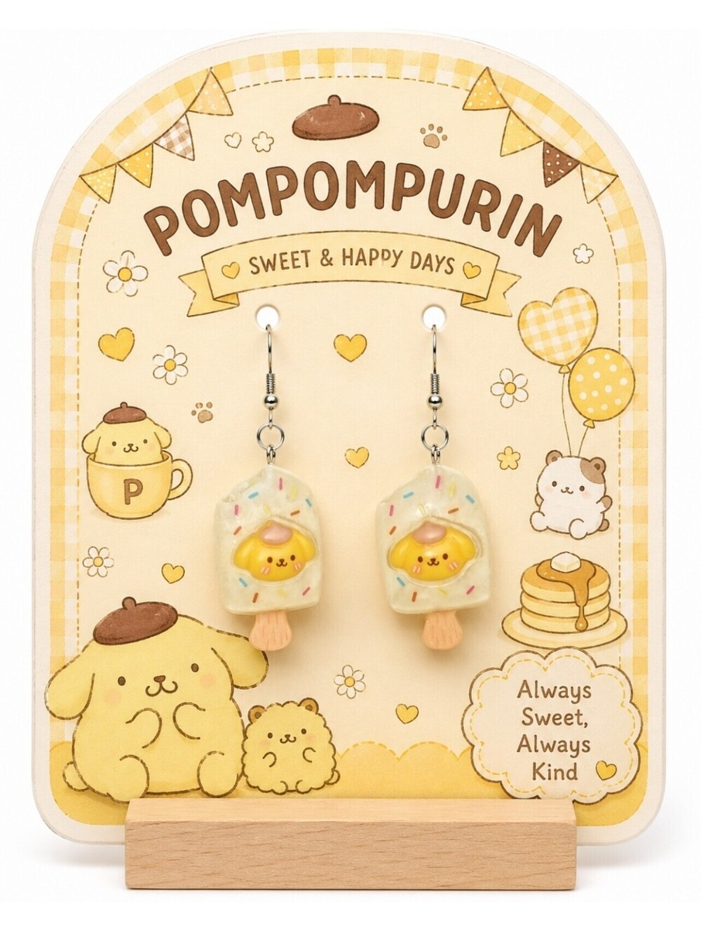 Kawaii Sanrio Hello Kitty Pompompurin Ice Cream Popsicle Hypoallergenic Earrings